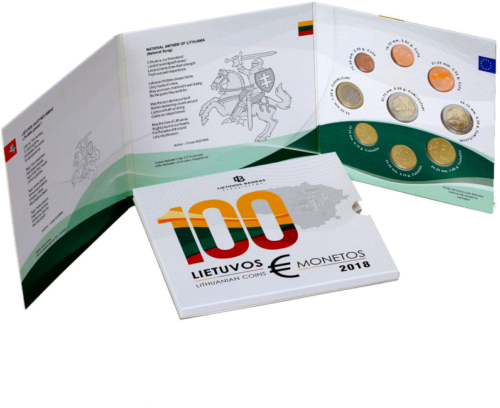 2018 Lithuania 100th Anniversary of the State BU Euro coin set with a commemorative 2-euro coin (1)