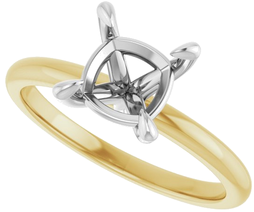 Sužadėtuvių Žiedas „Solitaire“ 14k yellow/white gold Cushion 7mm (5)