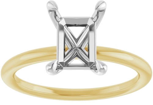 Sužadėtuvių Žiedas „Claw-Prong Solitaire“ 14k yellow/white gold Emerald 8.5mm x 6.5mm (3)