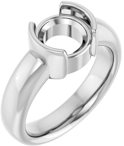 Sužadėtuvių Žiedas „Half Bezel Solitaire“ 950 Platinos Round 8mm (1)