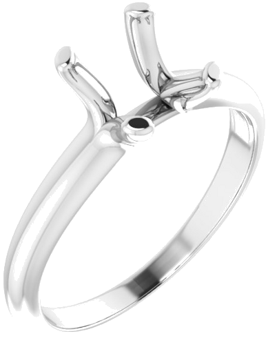 14K White 9x7 mm Oval Solitaire Engagement Ring Mounting (1)