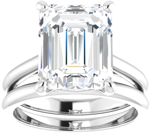 14K White 11x9 mm Emerald Solitaire Engagement Ring Mounting (8)