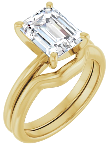 Sužadėtuvių Žiedas „Solitaire“ 585 Geltonojo Aukso Emerald 9mm x 7mm (6)