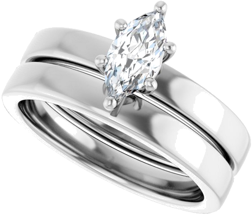 Sužadėtuvių Žiedas „Solitaire“ 14k white gold Marquise 8mm x 4mm (10)