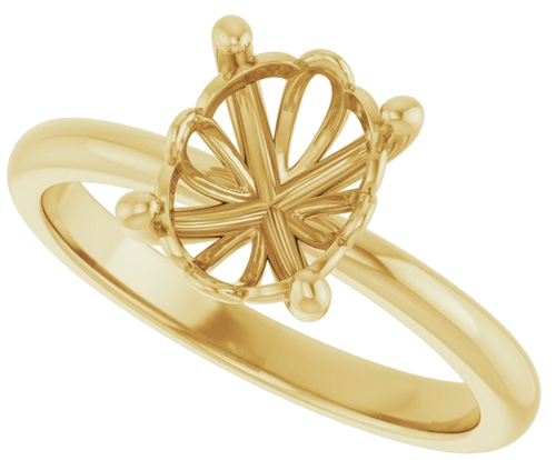 14K Yellow 9x7 mm Oval Solitaire Engagement Ring Mounting (5)