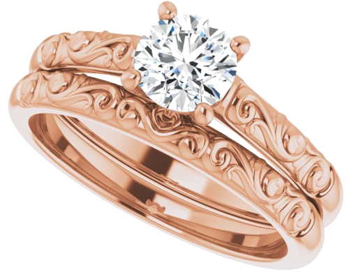 Sužadėtuvių Žiedas „Solitaire“ 10k rose gold Round 5.5mm (10)