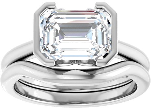 Sužadėtuvių Žiedas „Half-Bezel Solitaire“ 950 Platinos Emerald 9mm x 7mm (8)