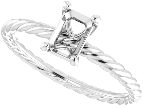 Sužadėtuvių Žiedas „Solitaire“ 585 Baltojo Aukso Emerald 6mm x 4mm (5)