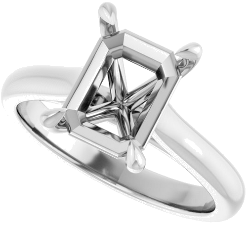 Sužadėtuvių Žiedas „Claw-Prong“ 14k white gold Emerald 9mm x 7mm (5)