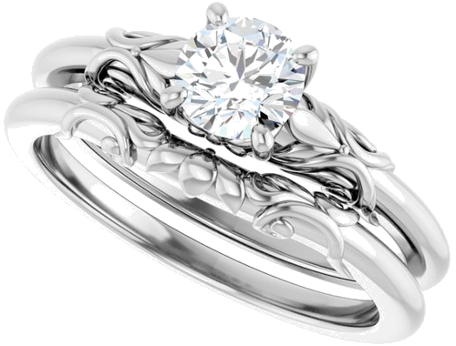 Sužadėtuvių Žiedas „Solitaire“ 14k white gold Round 5.2mm (10)