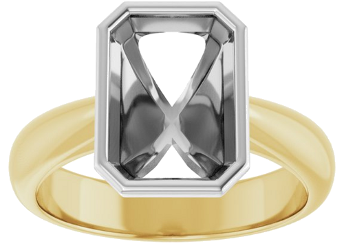Sužadėtuvių Žiedas „Bezel-Set Solitaire“ 14k yellow/white gold Emerald 10mm x 7mm (3)