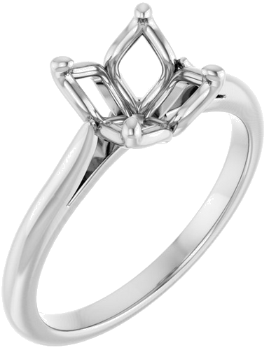 14K White  8 mm Round Solitaire Engagement Ring Mounting (1)