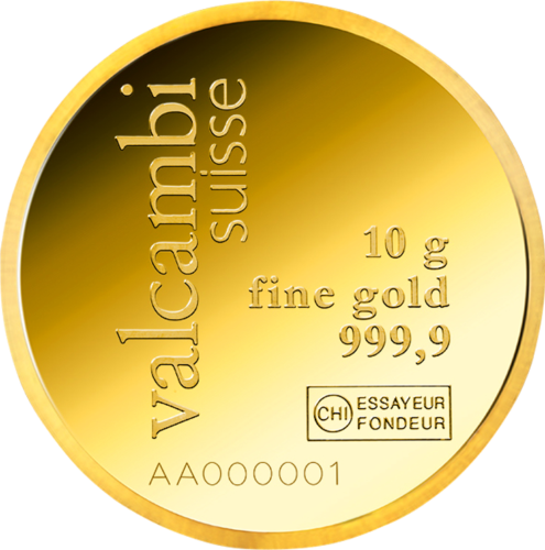 10 гр. Кръгло инвестиционно златно кюлче Valcambi (1)