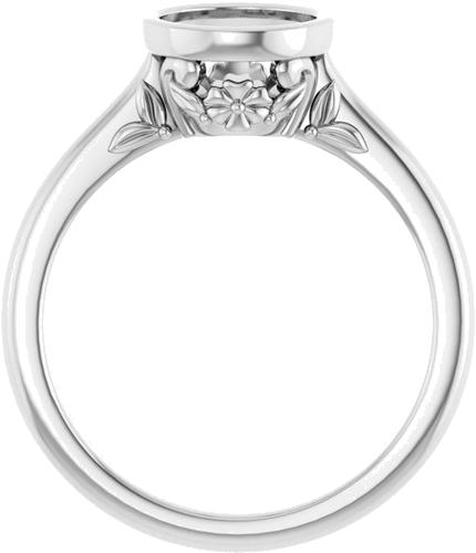 Sužadėtuvių Žiedas „Bezel-Set“ 585 Baltojo Aukso Round 7mm (2)