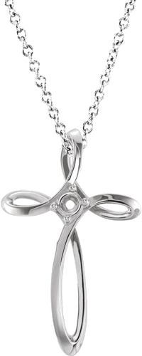 Pakabukas „Family Cross“ 10k white gold Round 3.5mm (1)