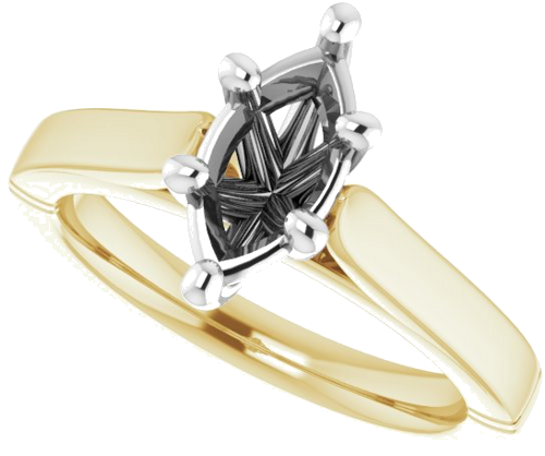Sužadėtuvių Žiedas „Solitaire“ 750 Baltojo Ir Geltonojo Aukso Marquise 10mm x 5mm (5)