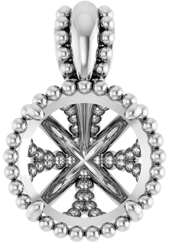 Pakabukas „Beaded“ 14k white gold Round 8mm (1)