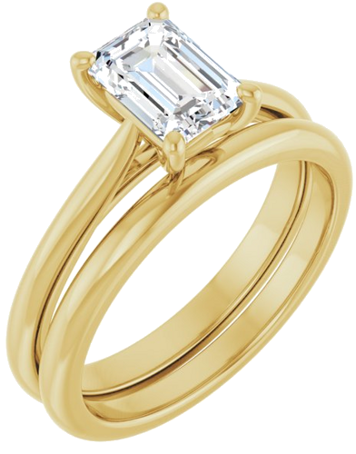 Sužadėtuvių Žiedas „Solitaire“ 585 Geltonojo Aukso Emerald 7mm x 5mm (6)