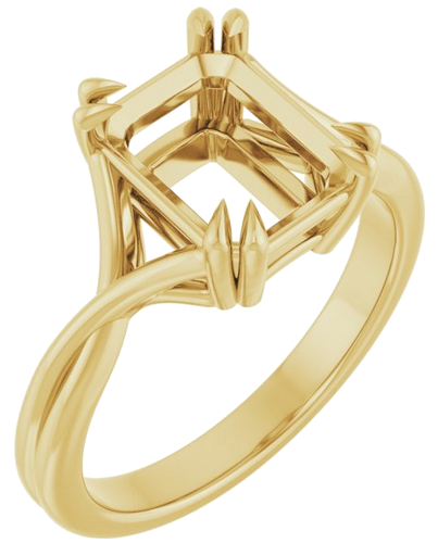 Sužadėtuvių Žiedas „Solitaire“ 585 Geltonojo Aukso Emerald 9mm x 7mm (1)