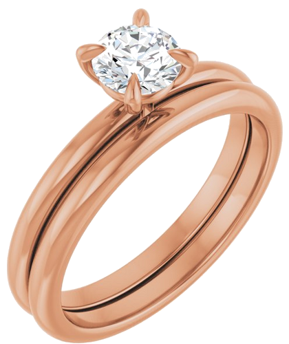 Sužadėtuvių Žiedas „Solitaire“ 10k rose gold Round 5.2mm (6)