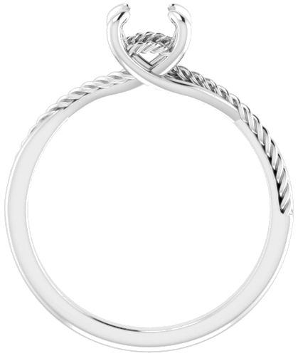 14K White 6.5 mm Round Solitaire Rope Engagement Ring Mounting (2)