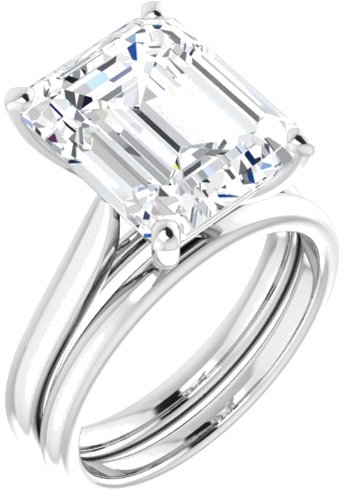 14K White 12x10 mm Emerald Engagement Ring Mounting (6)