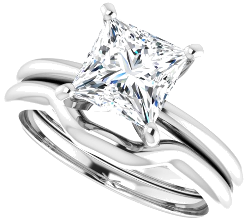 14K White  6.5x6.5 mm Square Solitaire Engagement Ring Mounting (10)