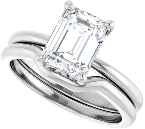 Sužadėtuvių Žiedas „Solitaire“ 585 Baltojo Aukso Emerald 8mm x 6mm (10)