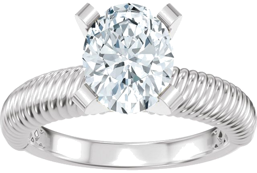 Sužadėtuvių Žiedas „Solitaire Rope“ 14k white gold Oval 8.5mm x 6.5mm (3)