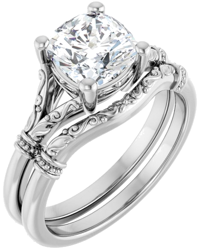 Sužadėtuvių Žiedas „Split Shank“ 750 Baltojo Aukso Cushion 7mm (6)