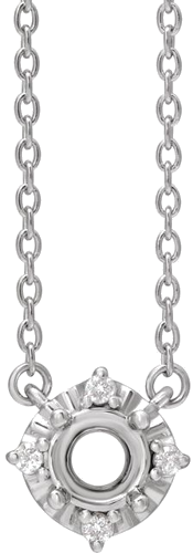 Sterling Silver 4.5 mm Round .04 CTW Natural Diamond Semi-Set Halo-Style 18  Necklace (1)