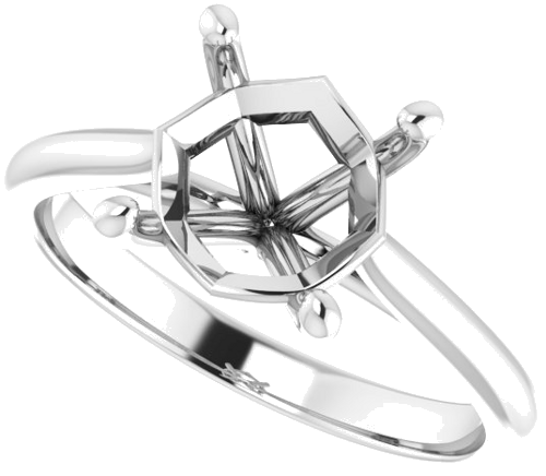 14K White 8 mm Cushion Solitaire Engagement Ring Mounting (5)