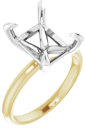 18K Yellow White 11 x 9 mm Emerald Engagement Ring Mounting (1)