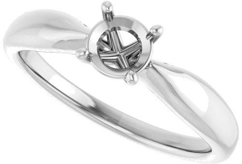 14K White  5.2 mm Round Solitaire Engagement Ring Mounting (5)