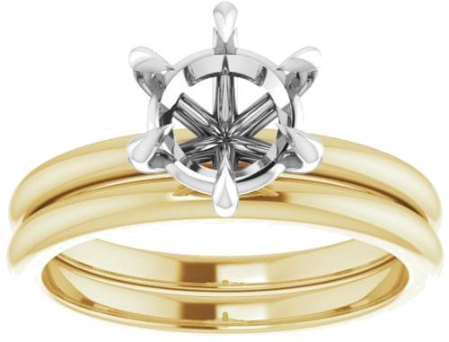 Sužadėtuvių Žiedas „Claw-Prong“ 14k yellow/white gold Round 7.4mm (8)