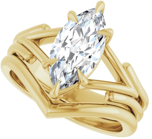 Sužadėtuvių Žiedas „Claw-Prong Solitaire“ 14k yellow gold Marquise 12mm x 6mm (10)
