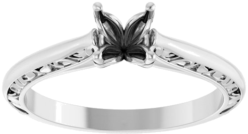 Sužadėtuvių Žiedas „Solitaire Sculptural“ 14k white gold Round 5.2mm (3)
