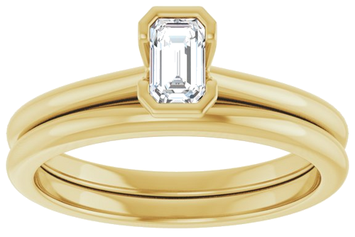 Sužadėtuvių Žiedas „Half-Bezel“ 10k yellow gold Emerald 5mm x 3mm (8)