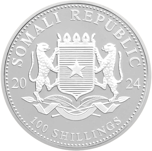1 oz Drambliai 2024 Somalis 100 šilingų sidabrinė moneta (2)