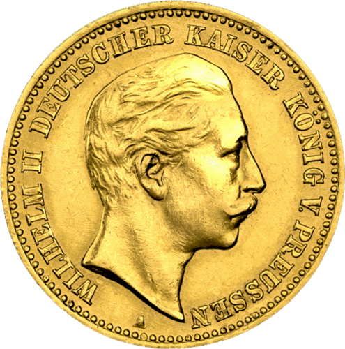 10 Markių Wilhelmas II auksinė moneta Prūsija Vokietijos imperija (1)