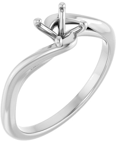 Sužadėtuvių Žiedas „Bypass“ 14k white gold Round 5.2mm (1)