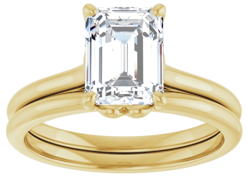 14K Yellow  8x6 mm Emerald Solitaire Engagement Ring Mounting (8)