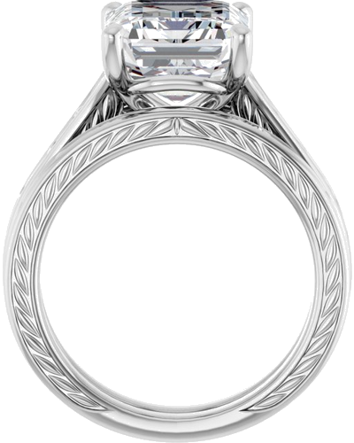 Sužadėtuvių Žiedas „Solitaire Scroll“ 14k white gold Emerald 11mm x 9mm (7)