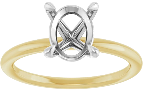 Sužadėtuvių Žiedas „Claw-Prong Solitaire“ 14k yellow/white gold Oval 9mm x 7mm (3)