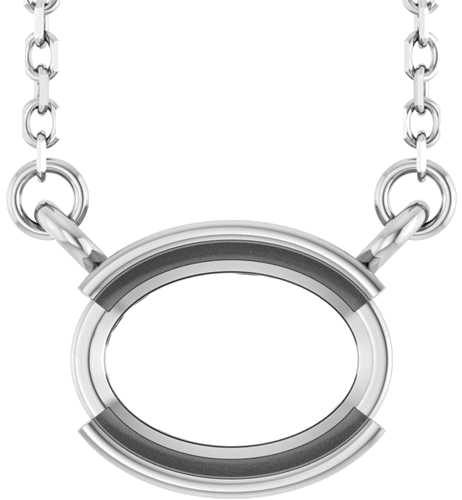 Pakabukas „Half-Bezel Solitaire“ 14k white gold Oval 8mm x 6mm (1)