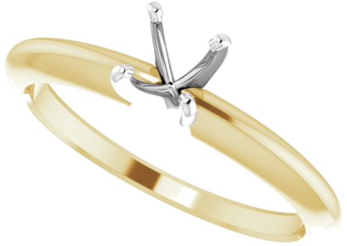 14K Yellow   White 4.2-4.9 mm Round 4-Prong Comfort-fit Solitaire Ring Mounting (5)