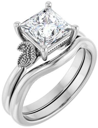 Sužadėtuvių Žiedas „Solitaire“ 14k white gold Square 6.5mm (6)