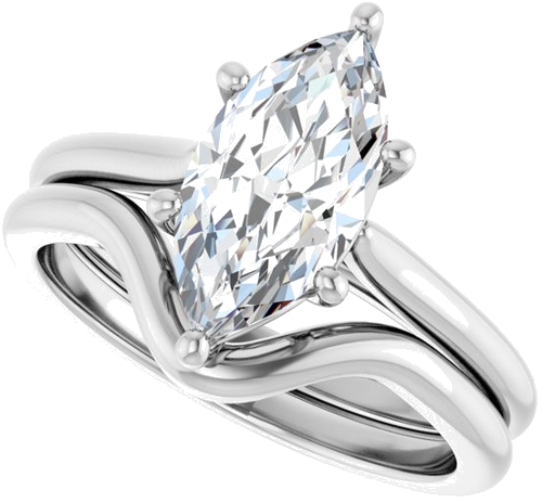 Sužadėtuvių Žiedas 14k white gold Marquise 12mm x 6mm (10)
