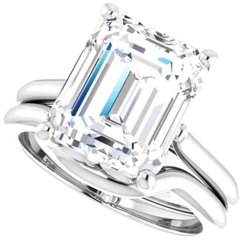 Sužadėtuvių Žiedas „Solitaire“ 14k white gold Emerald 11mm x 9mm (10)