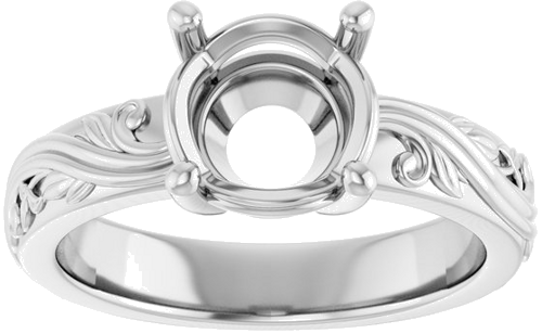 Sužadėtuvių Žiedas „Solitaire Sculptural“ 14k white gold Round 8.2mm (3)